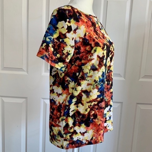 Isani for Target Orange Abstract Floral Blouse Top - Picture 2 of 5